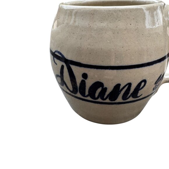 Vtg Marshall Pottery Mug Monogram Diane Stoneware 4.5" Tall Rustic Primitive - Picture 12 of 14